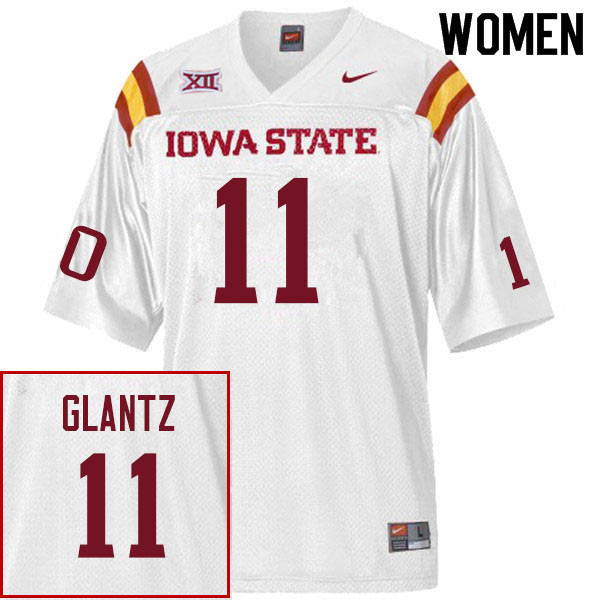 Women #11 Nate Glantz Iowa State Cyclones College Football Jerseys Sale-White